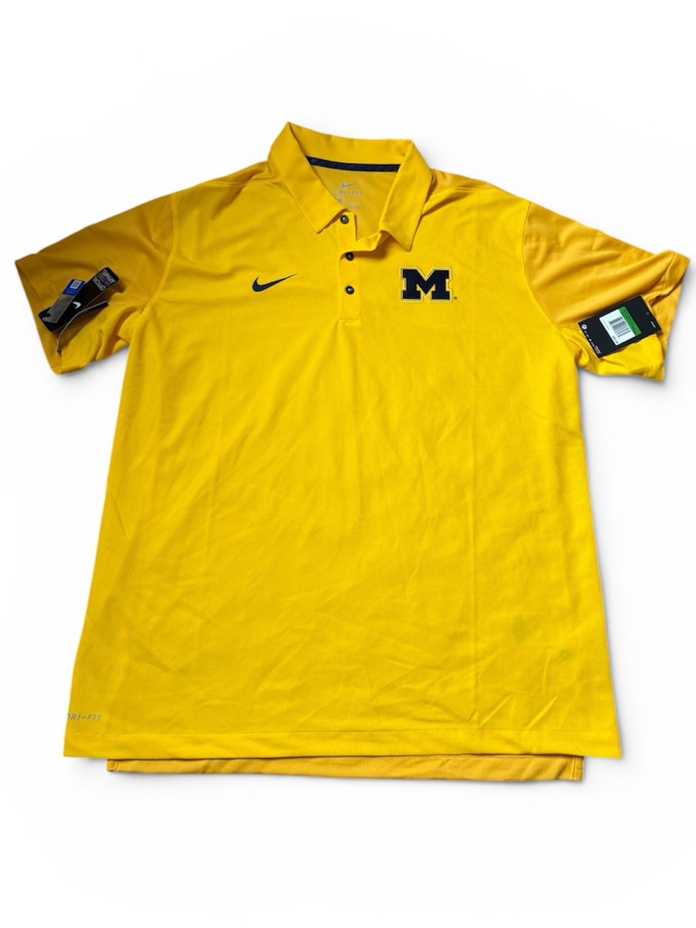 NWT Nike Men’s University of Michigan Yellow Polo Shirt Size XL
